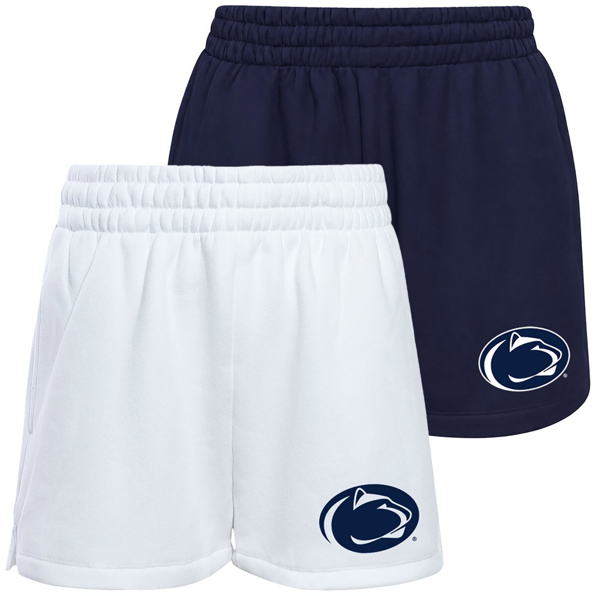 white and navy women's Hype and Vice shorts with Penn State Athletic Logo